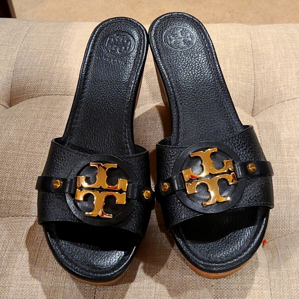 Tory Burch Black wedge sandals